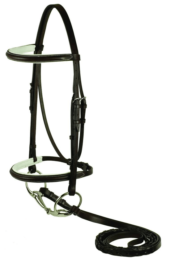 Gatsby Plain Raised Padded Bridle with White Stitching-0