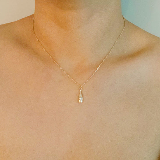 Golden Champagne Pendant Necklace-2