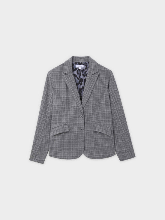 Fitted Blazer-Grey Plaid-1