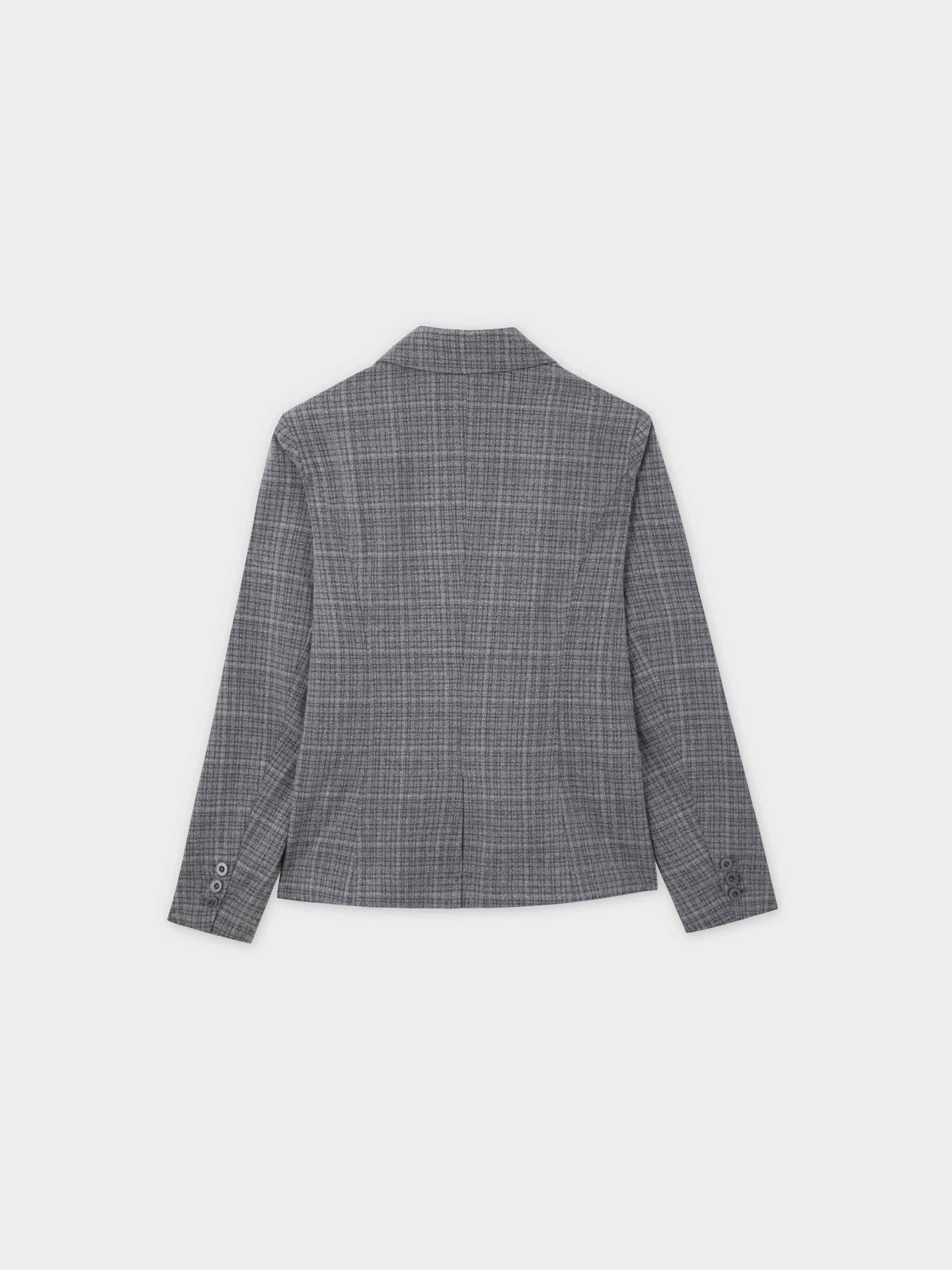 Fitted Blazer-Grey Plaid-2