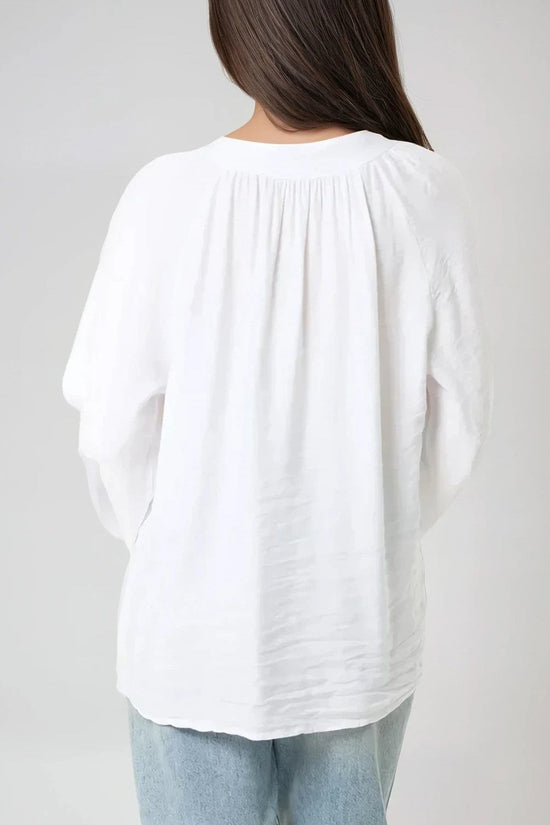 White Grandad Collar Blouse-1
