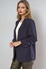 Navy Blazer with Ruched Sleeves-2