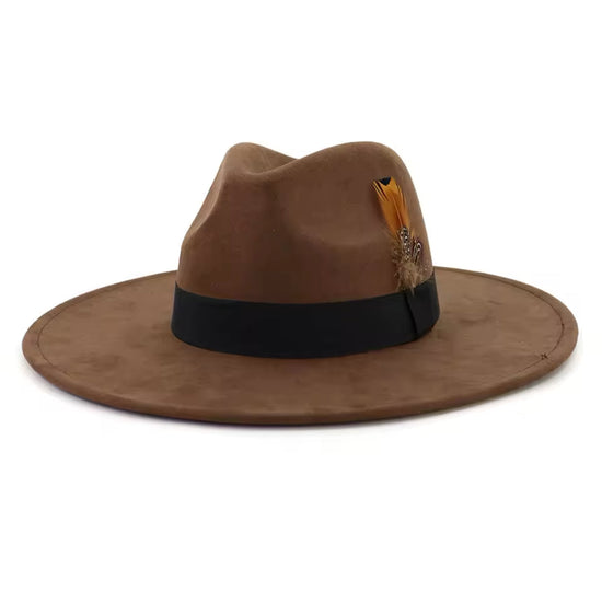 Feathered Suede Fedora Hat-2