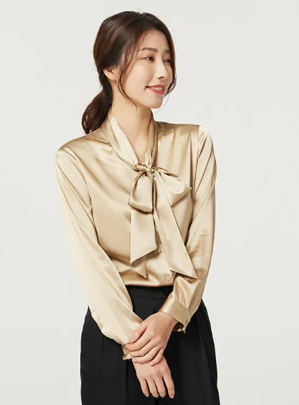 The Silk Champagne Blouse