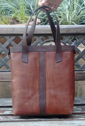Small Leather Tote Bag with Zipper-0