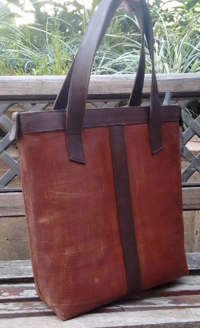 Small Leather Tote Bag with Zipper-1
