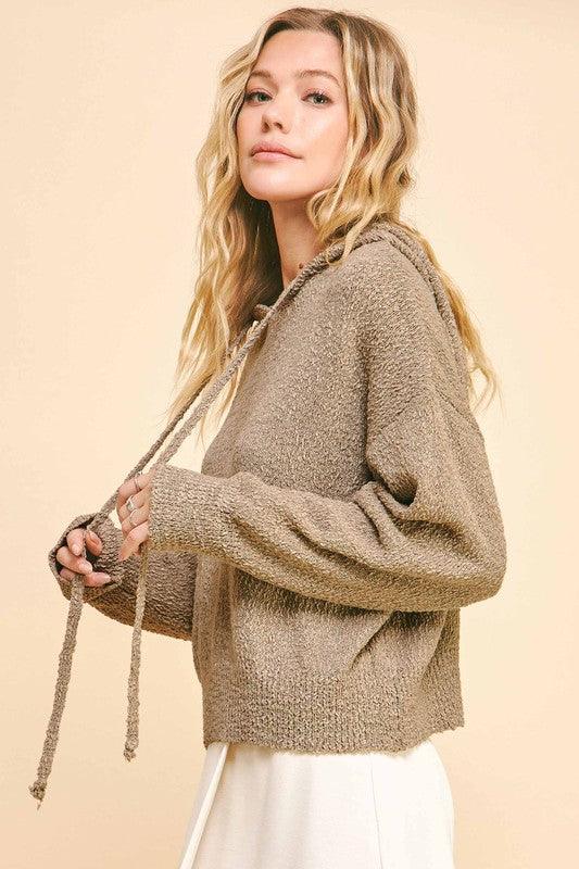 Davi & Dani Drop Shoulder Long Sleeve Hooded Sweater-1