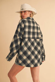 Aemi + Co Slit Plaid Half Zip Drop Shoulder Top-2