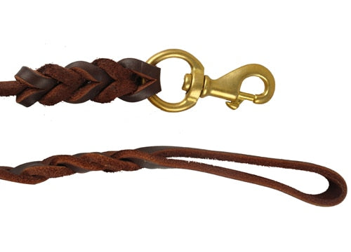Genuine Leather Dog Leash Dogs Long Leashes Braided Pet Walking Training Leads Brown Black Colors For Medium Large Pet-3