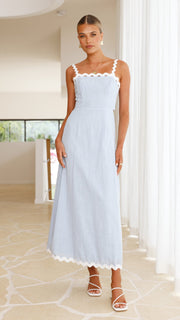 Blue Linen Dress | Maxi Dress | Linen Dress | Linen Clothing | 100% Organic Linen-0