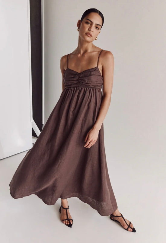 Brown Linen Dress | Maxi Dress | Linen Dress | Linen Clothing | 100% Organic Linen-0