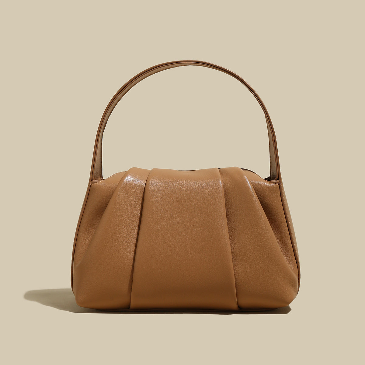 Ruched Leather Handbag-0